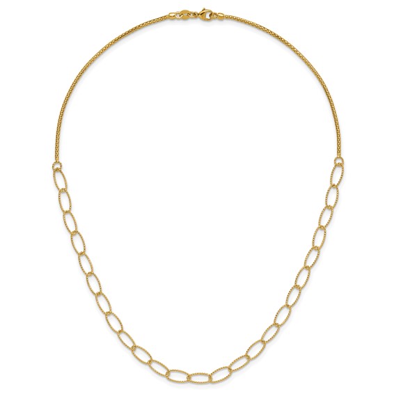 Leslie's 14K Polished and Dia-cut Fancy Oval Link Necklace