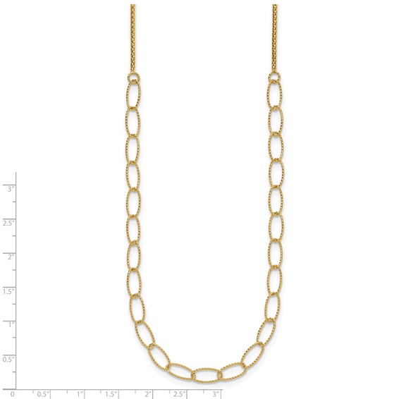 Leslie's 14K Polished and Dia-cut Fancy Oval Link Necklace