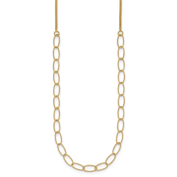 Leslie's 14K Polished and Dia-cut Fancy Oval Link Necklace
