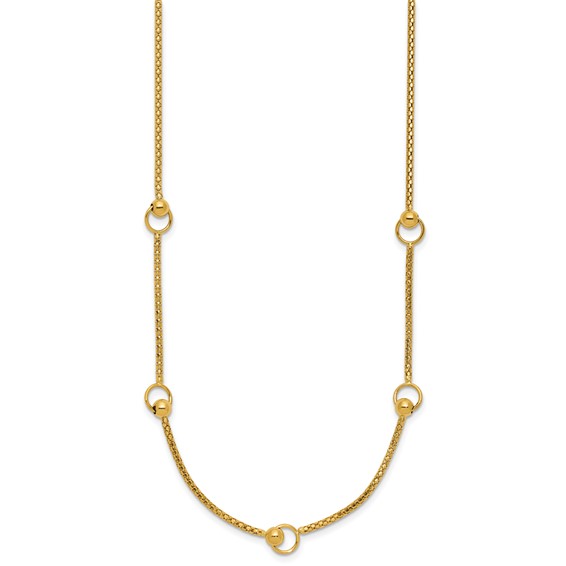 Leslie's 14K Polished Circle Station Popcorn Link Necklace