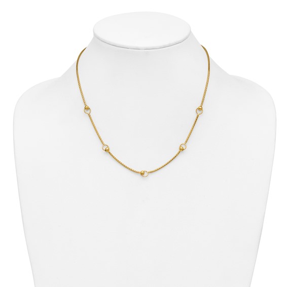 Leslie's 14K Polished Circle Station Popcorn Link Necklace