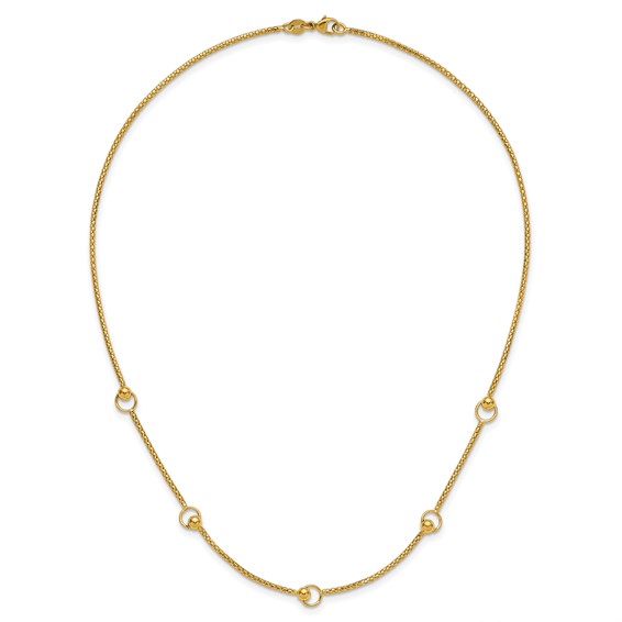 Leslie's 14K Polished Circle Station Popcorn Link Necklace