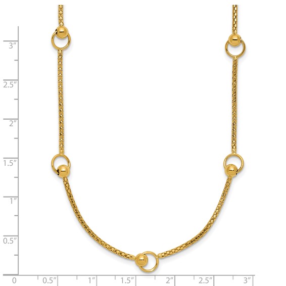 Leslie's 14K Polished Circle Station Popcorn Link Necklace