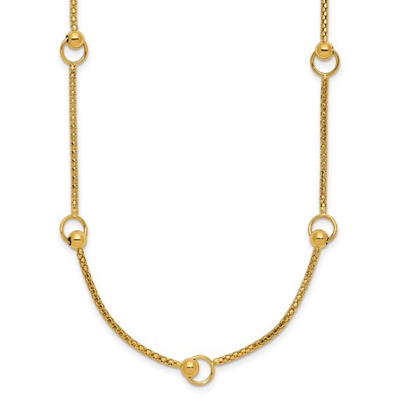 Leslie's 14K Polished Circle Station Popcorn Link Necklace