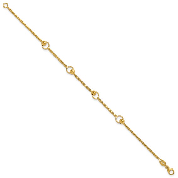 Leslie's 14K Polished Circle Station Popcorn Link Bracelet