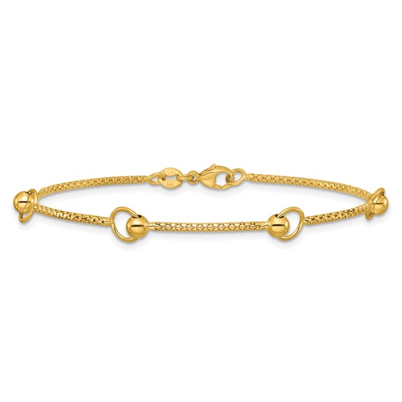Leslie's 14K Polished Circle Station Popcorn Link Bracelet
