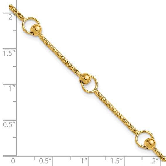 Leslie's 14K Polished Circle Station Popcorn Link Bracelet