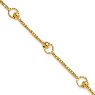 Leslie's 14K Polished Circle Station Popcorn Link Bracelet