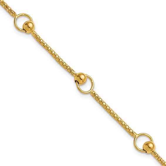 Leslie's 14K Polished Circle Station Popcorn Link Bracelet