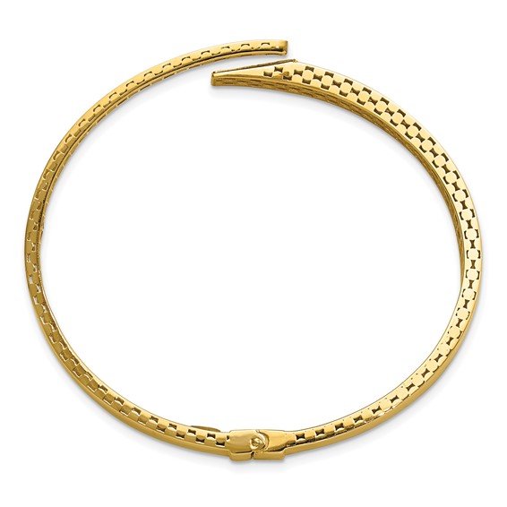 Leslie's 14K Polished and Diamond-cut Bypass Hinged Bangle