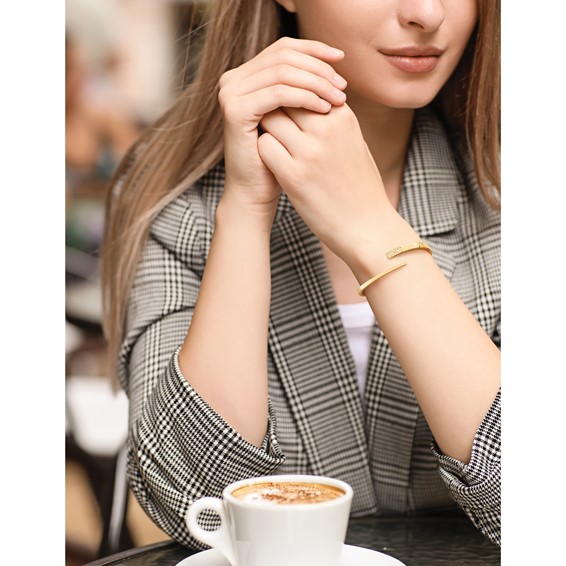 Leslie's 14K Polished and Diamond-cut Bypass Hinged Bangle