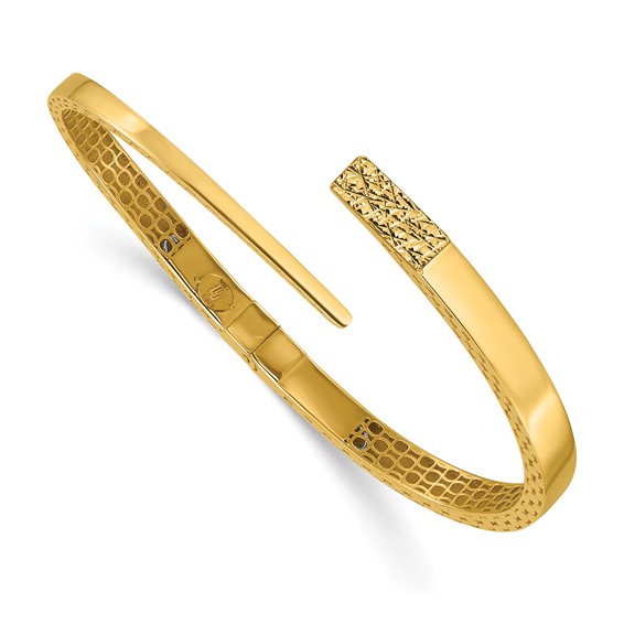 Leslie's 14K Polished and Diamond-cut Bypass Hinged Bangle