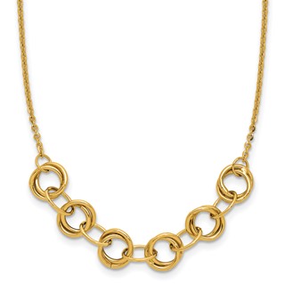 Leslie's 14K Polished Circles w/2in ext. Necklace