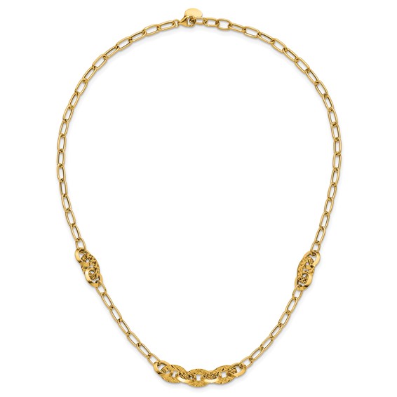 Leslie's 14K Polished and Diamond-cut Fancy Oval Link Necklace