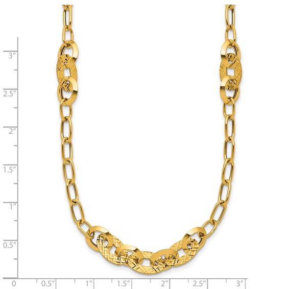 Leslie's 14K Polished and Diamond-cut Fancy Oval Link Necklace