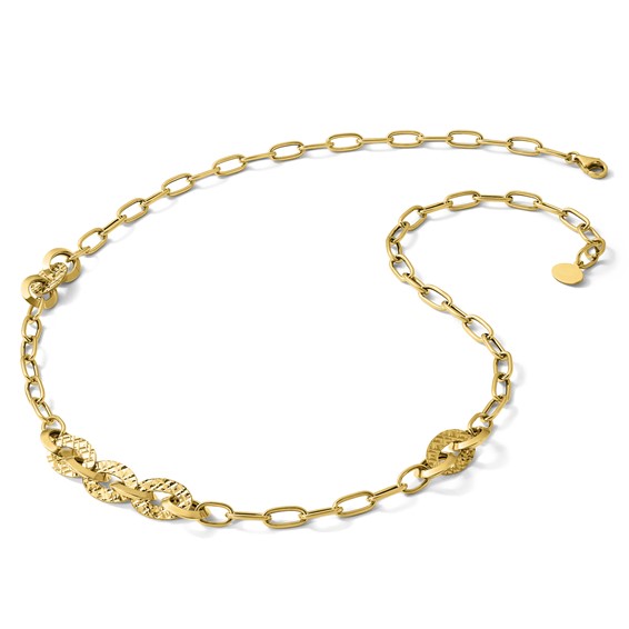 Leslie's 14K Polished and Diamond-cut Fancy Oval Link Necklace