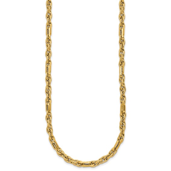 Leslie's 14K Polished and Textured Fancy Link Necklace