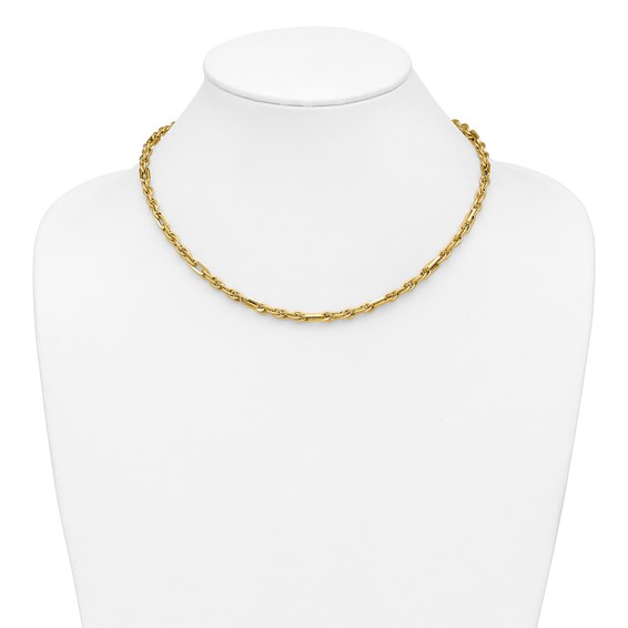 Leslie's 14K Polished and Textured Fancy Link Necklace