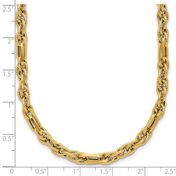 Leslie's 14K Polished and Textured Fancy Link Necklace