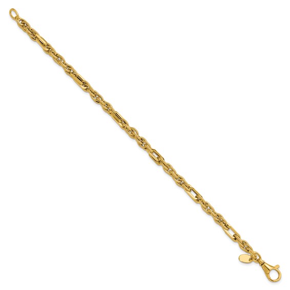 Leslie's 14K Polished and Textured Fancy Link Bracelet
