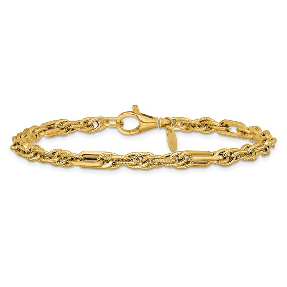 Leslie's 14K Polished and Textured Fancy Link Bracelet