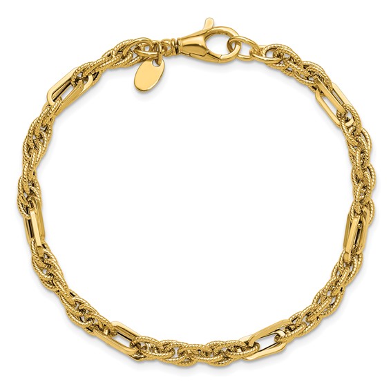 Leslie's 14K Polished and Textured Fancy Link Bracelet