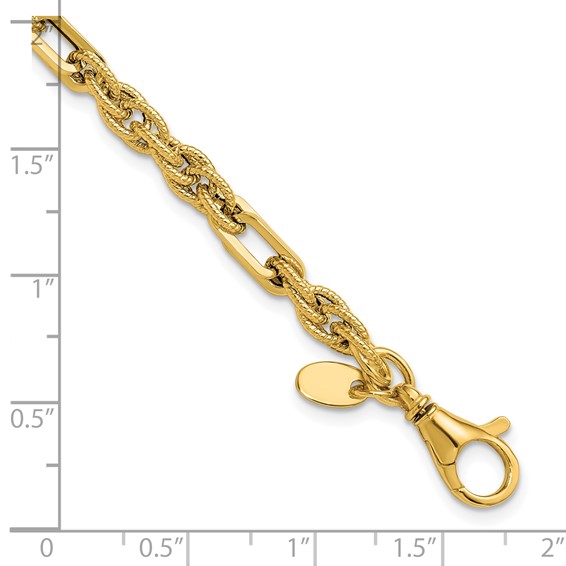 Leslie's 14K Polished and Textured Fancy Link Bracelet