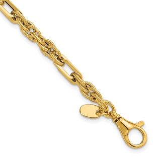 Leslie's 14K Polished and Textured Fancy Link Bracelet