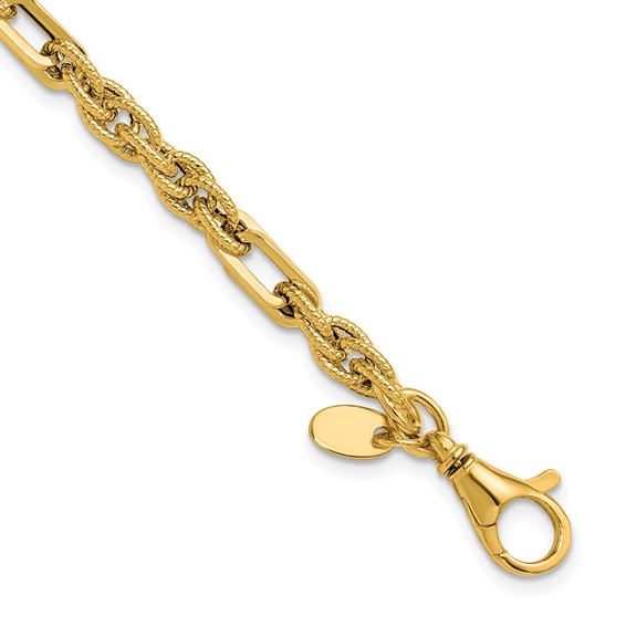 Leslie's 14K Polished and Textured Fancy Link Bracelet