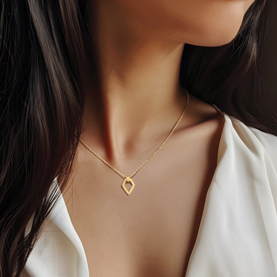 Leslie's 14K Polished Diamond Shape Pendant w/2in ext. Necklace