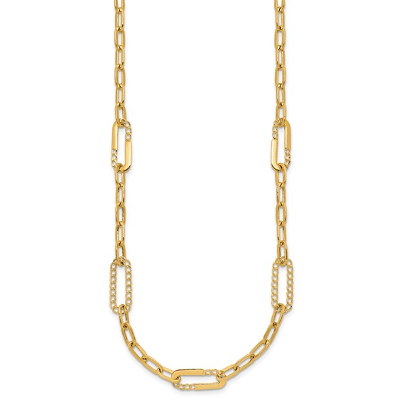 Leslie's 14K Polished Fancy Paperclip Necklace