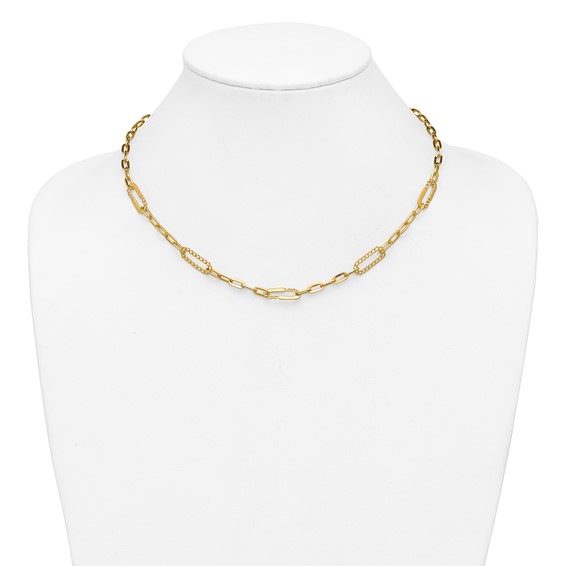 Leslie's 14K Polished Fancy Paperclip Necklace