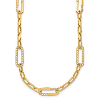 Leslie's 14K Polished Fancy Paperclip Necklace