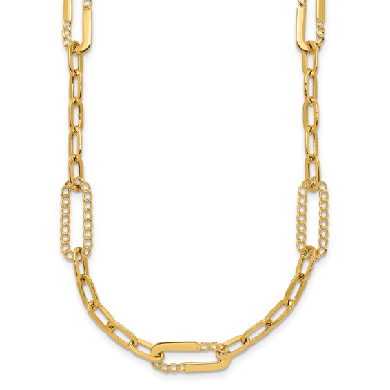 Leslie's 14K Polished Fancy Paperclip Necklace