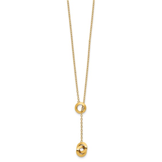 Leslie's 14K Polished Circles Lariat w/2in ext. Necklace