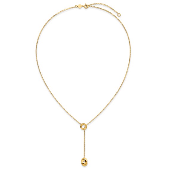 Leslie's 14K Polished Circles Lariat w/2in ext. Necklace