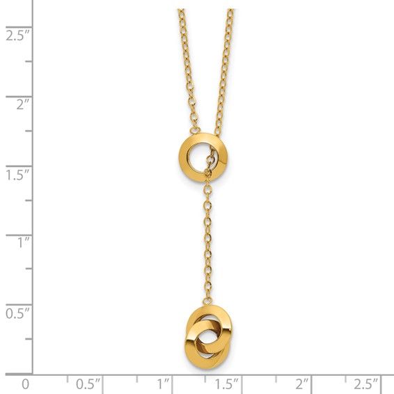 Leslie's 14K Polished Circles Lariat w/2in ext. Necklace
