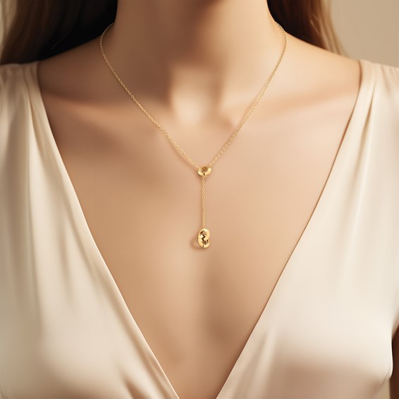 Leslie's 14K Polished Circles Lariat w/2in ext. Necklace