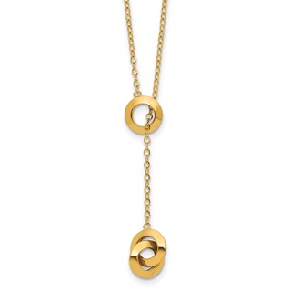 Leslie's 14K Polished Circles Lariat w/2in ext. Necklace