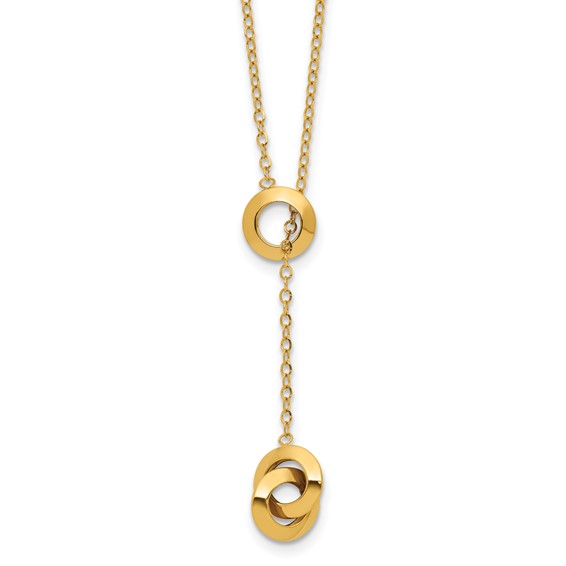 Leslie's 14K Polished Circles Lariat w/2in ext. Necklace