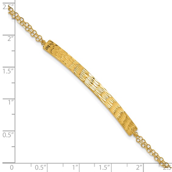 Leslie's 14K Polished / Diamond-cut Bar Double Chain w/.75in ext. Bracelet