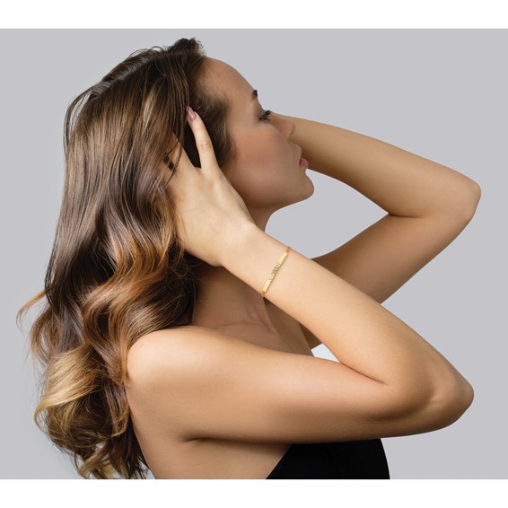 Leslie's 14K Polished / Diamond-cut Bar Double Chain w/.75in ext. Bracelet