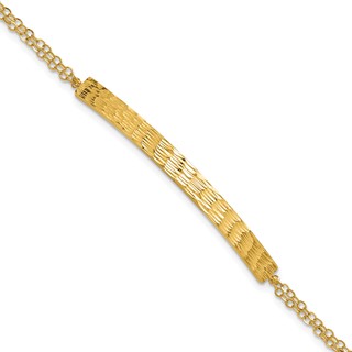 Leslie's 14K Polished / Diamond-cut Bar Double Chain w/.75in ext. Bracelet