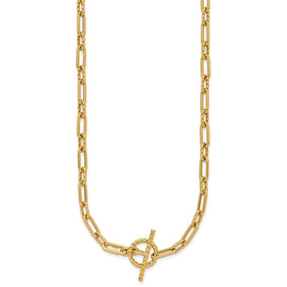 Leslie's 14K Polished and Twisted Fancy Link Toggle Necklace