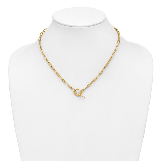 Leslie's 14K Polished and Twisted Fancy Link Toggle Necklace