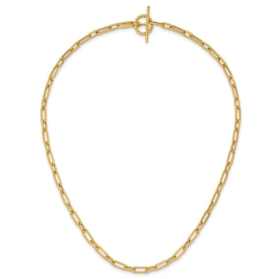 Leslie's 14K Polished and Twisted Fancy Link Toggle Necklace