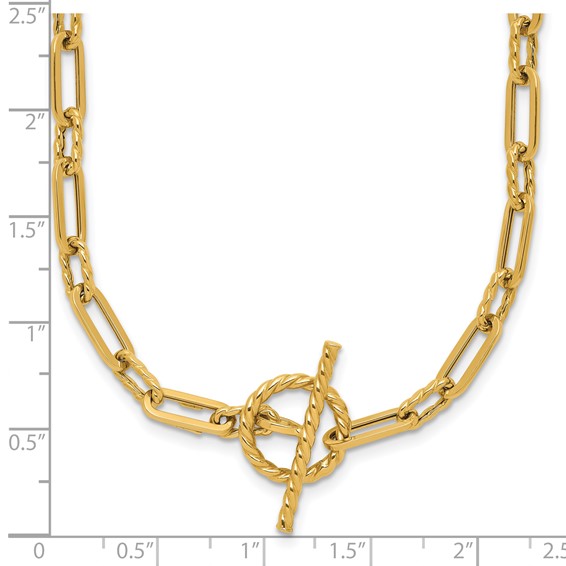 Leslie's 14K Polished and Twisted Fancy Link Toggle Necklace