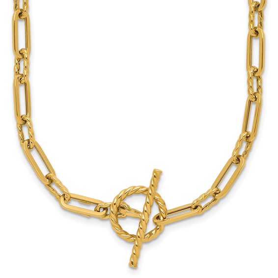 Leslie's 14K Polished and Twisted Fancy Link Toggle Necklace