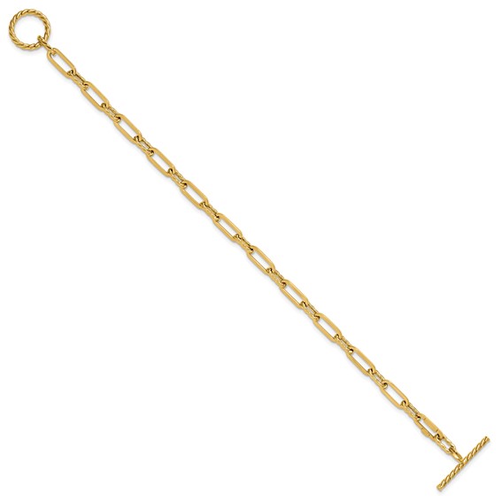 Leslie's 14K Polished and Twisted Fancy Link Toggle Bracelet