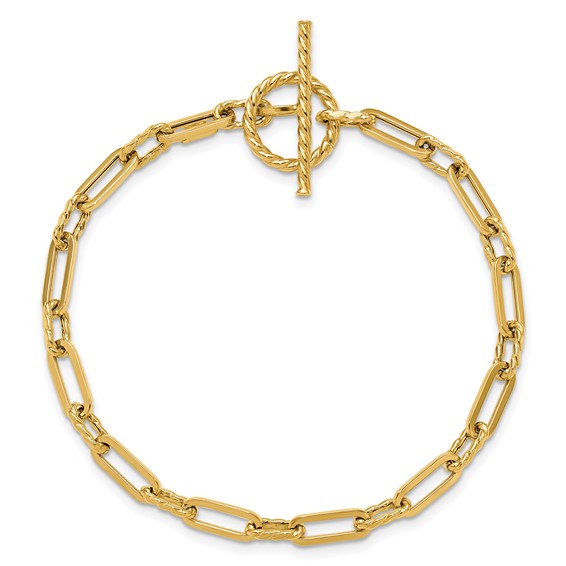 Leslie's 14K Polished and Twisted Fancy Link Toggle Bracelet